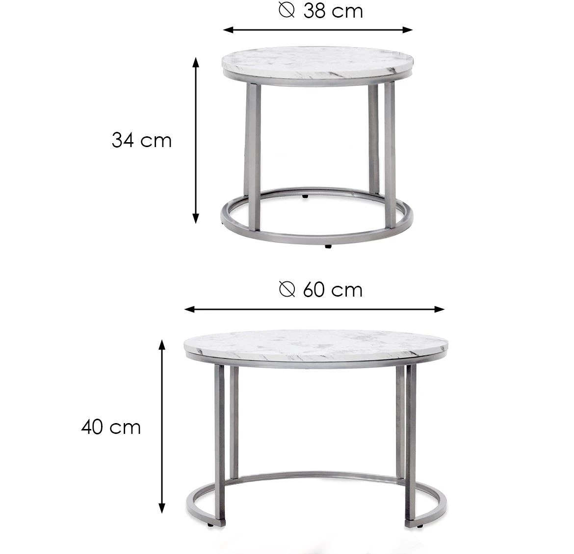 Paola klub sto set 2/1 mermer/sivi metal