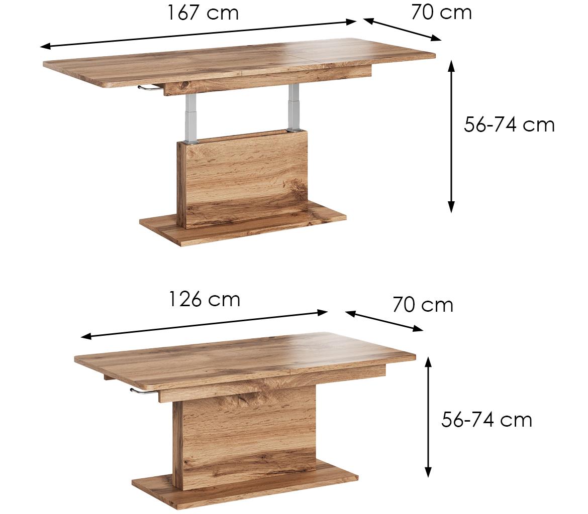 Busetti klub sto na razvlacenje 126(167)x70x56 cm natur (votan hrast)