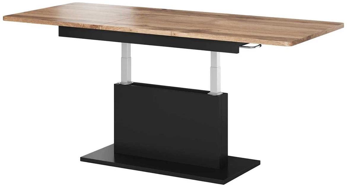 Busetti klub sto na razvlacenje 126(167)x70x56 cm crno/natur (votan hrast)