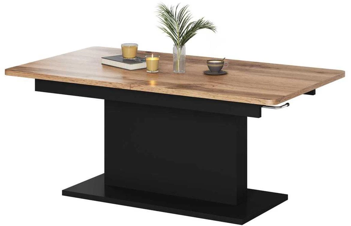 Busetti klub sto na razvlacenje 126(167)x70x56 cm crno/natur (votan hrast)