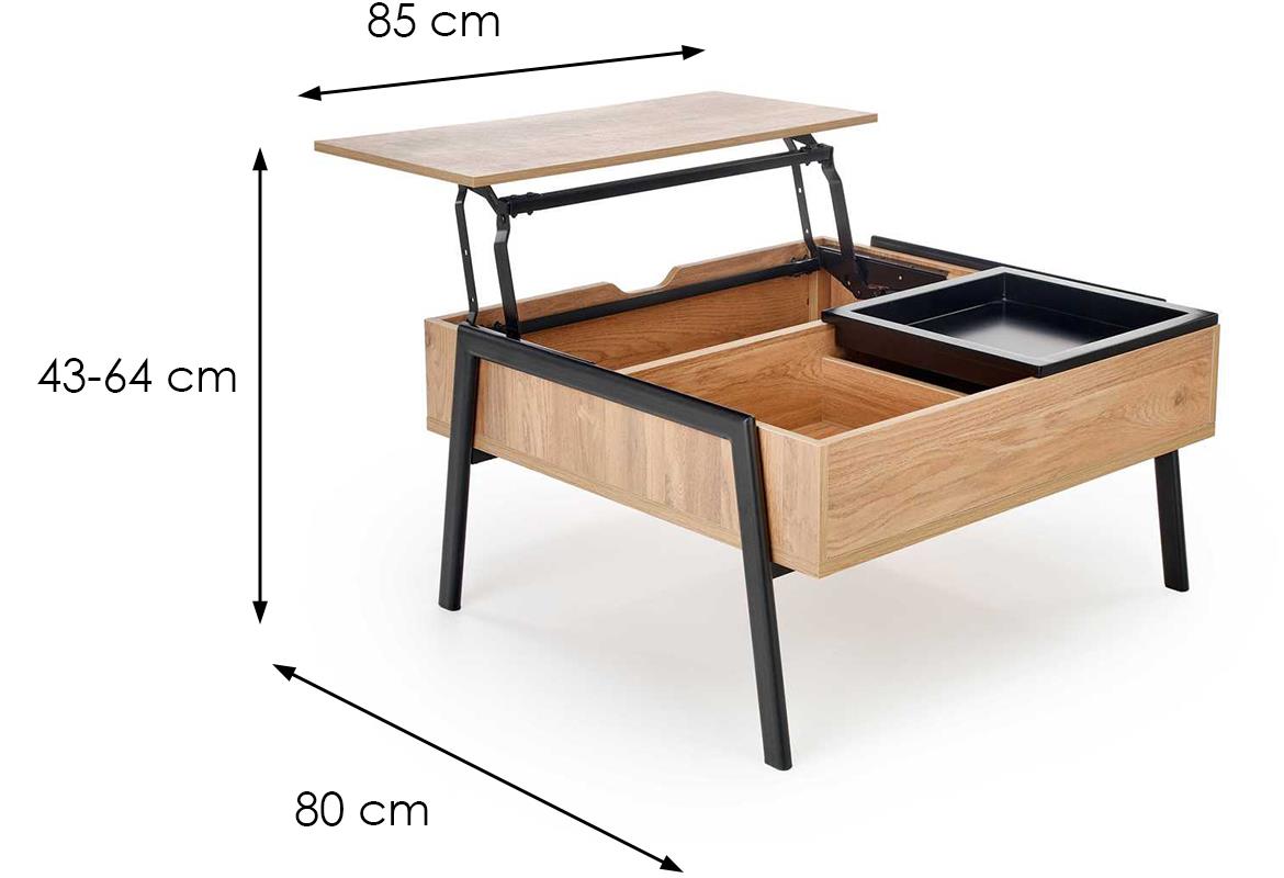 Podium klub sto 1 fioka 85x80x43 cm natur/crni