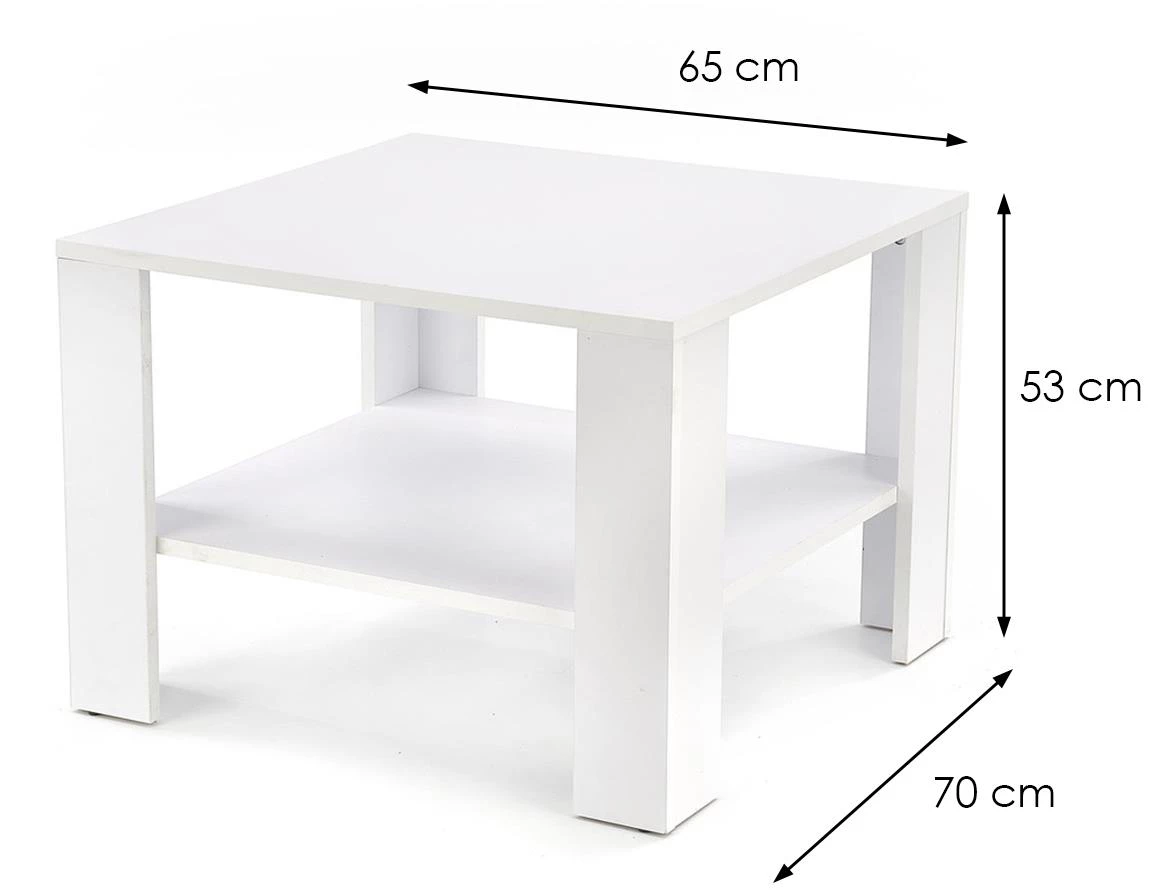 Kvadro klub sto 1 polica 70x70x52 cm beli