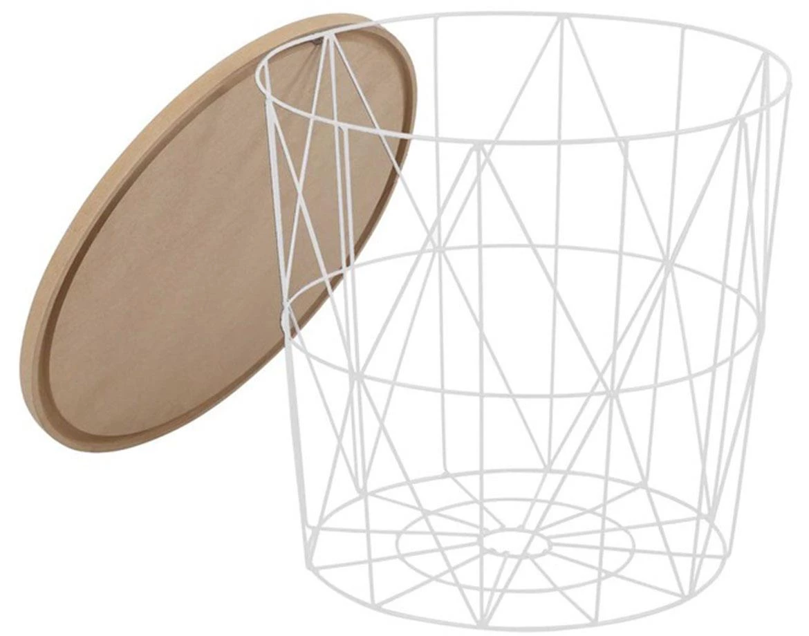 Mariffa klub sto sa prostorom za odlaganje D42x41 natur/beli metal