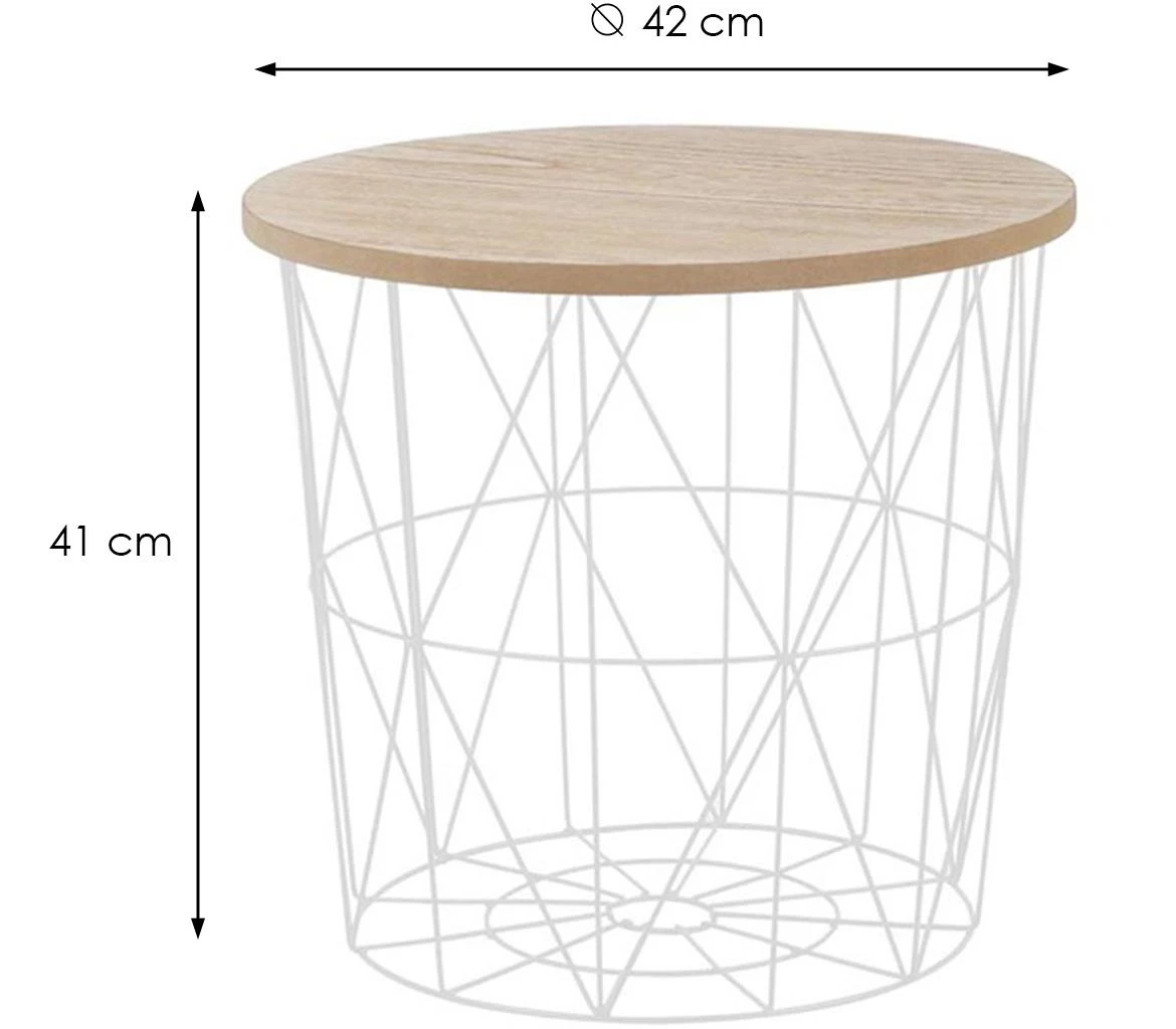 Mariffa klub sto sa prostorom za odlaganje D42x41 natur/beli metal