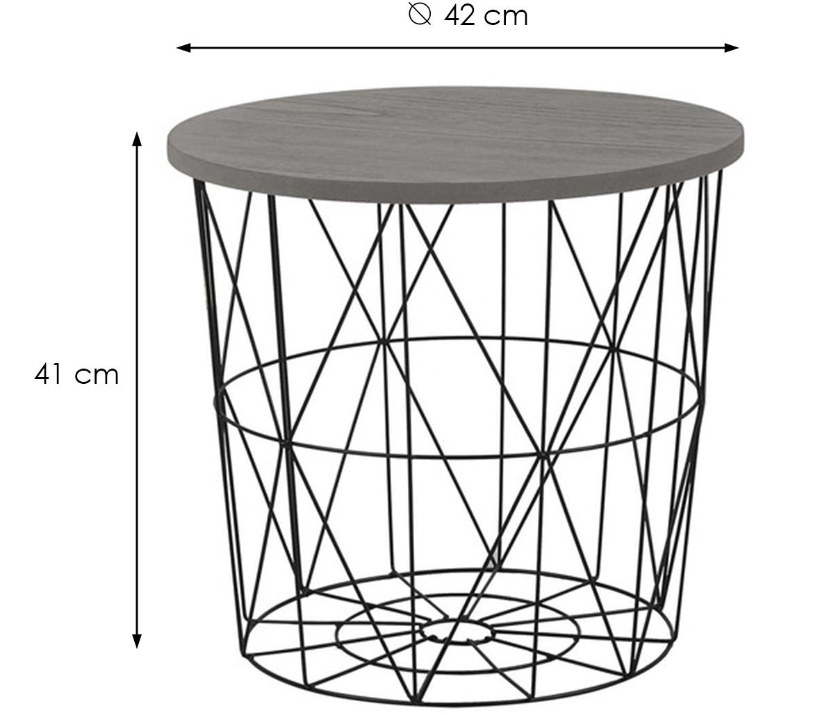 Mariffa klub sto sa prostorom za odlaganje D42x41 sivo/crni metal