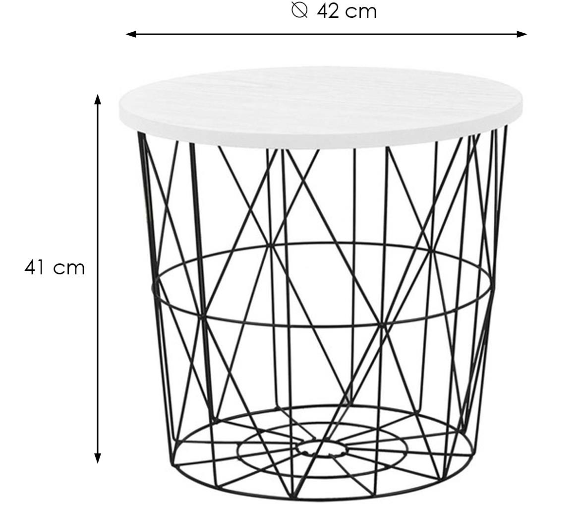 Mariffa klub sto sa prostorom za odlaganje D42x41 belo/crni metal