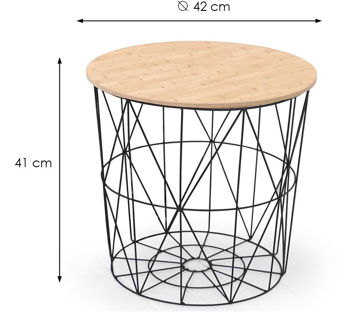 Mariffa klub sto sa prostorom za odlaganjem D42x41 natur/crni metal