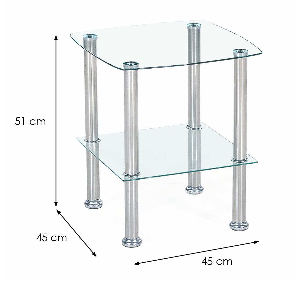 Canaria klub sto 45x45x51 cm staklo/metal