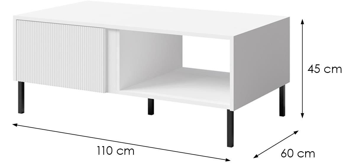 Mia 8 klub sto 1 fioka 110x60x45 cm bela