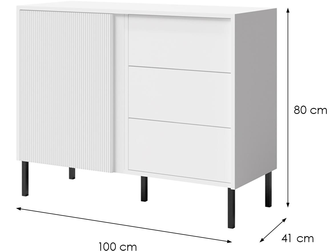 Mia 5 komoda 1 vrata+3 fioke 100x41x80 cm bela