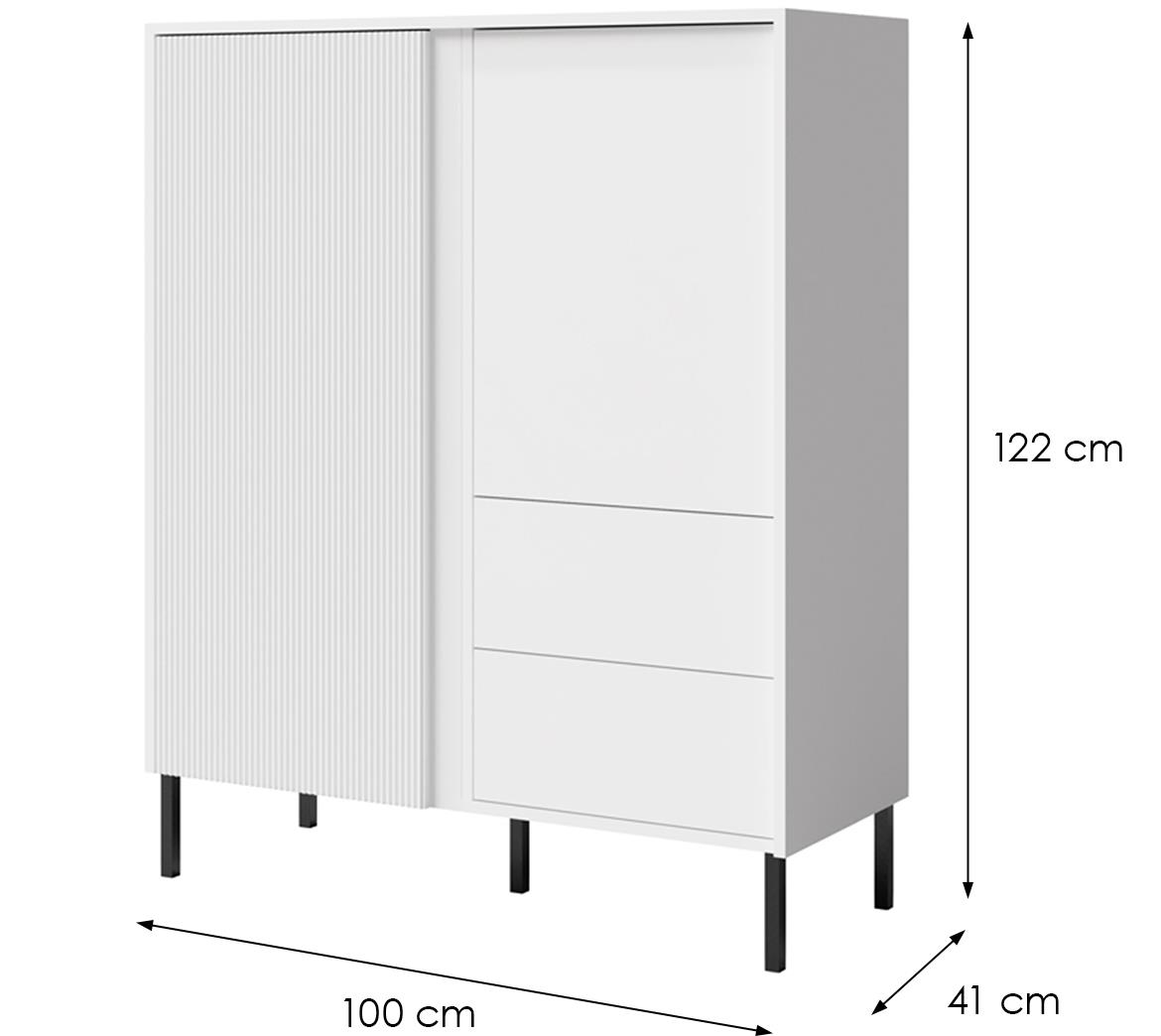 Mia 1 komoda 2 vrata+2 fioke 100x41x122 cm bela