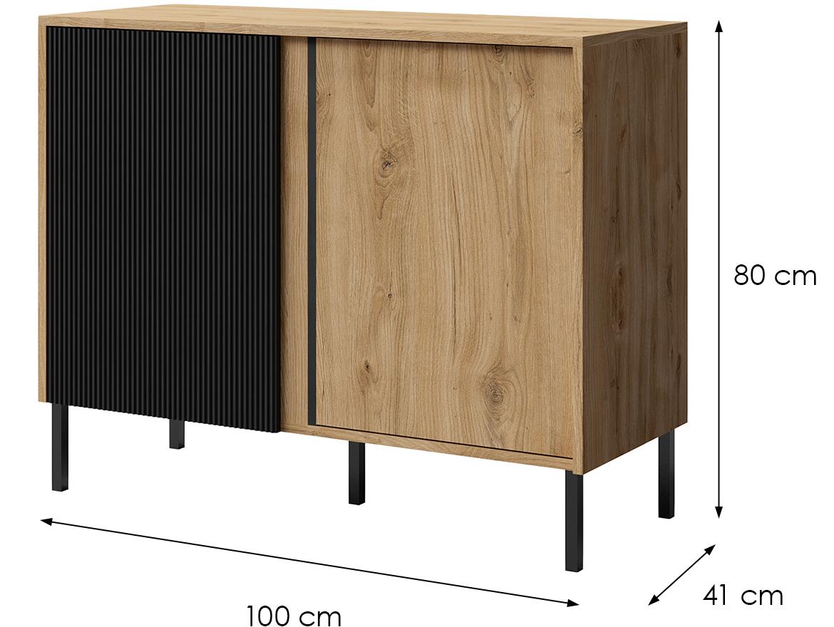 Mia 4 komoda 2 vrata 100x41x80 cm hrast/crna