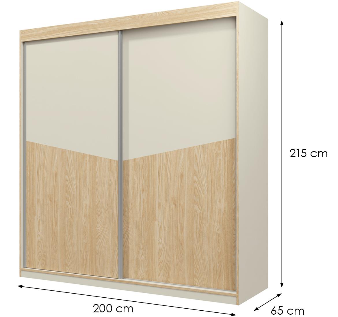 Aston 1 klizni ormar 2 vrata 200x65x215 cm bež/hrast