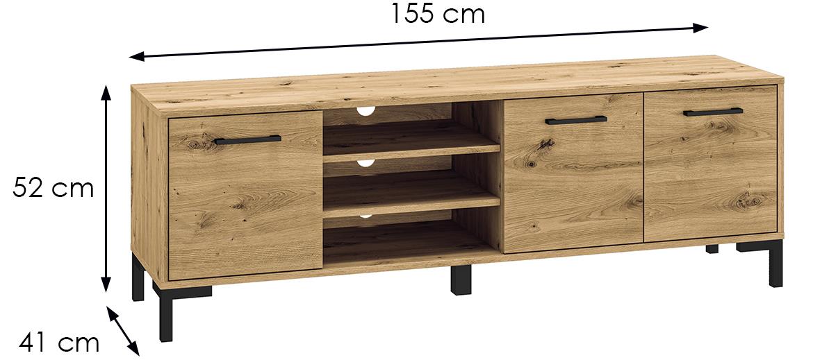 Nevio 20 TV komoda 3 vrata 155x40x52 cm natur (artisan hrast)