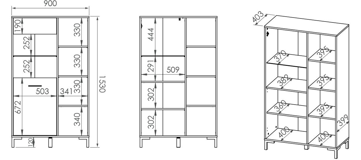 Nevio 19 vitrina 2 vrata 90x41x153 cm natur (artisan hrast)