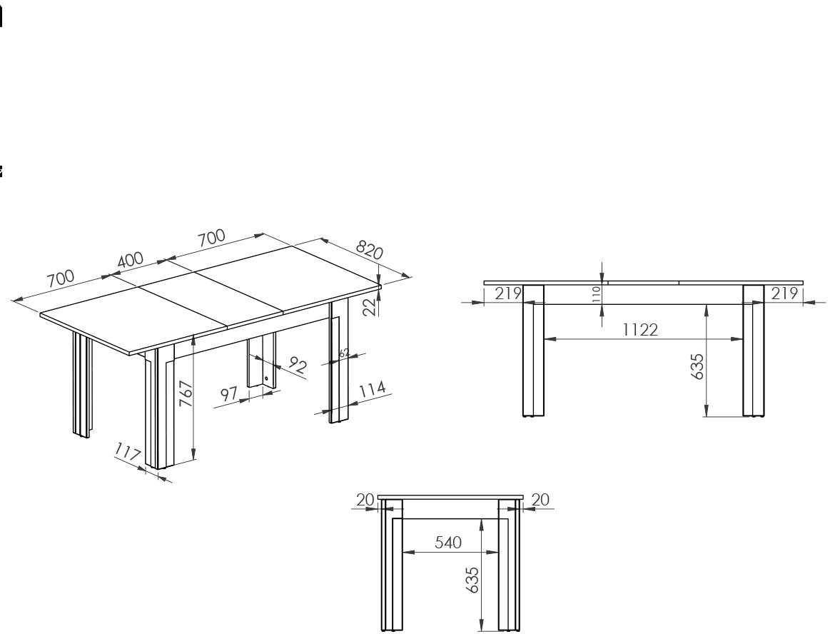 Lille 15 sto 140(180)x82x77 cm beli/hrast