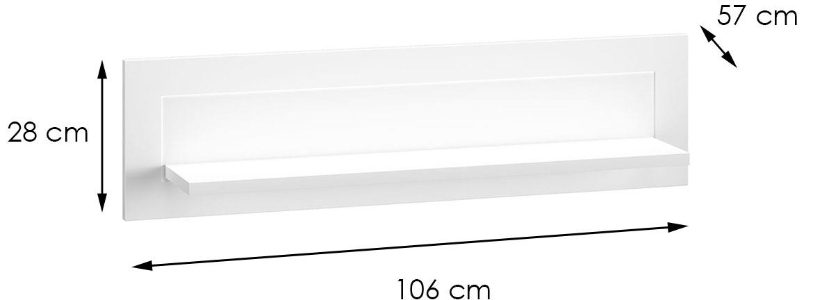 Lille 11 zidna polica 106x20x28 cm bela