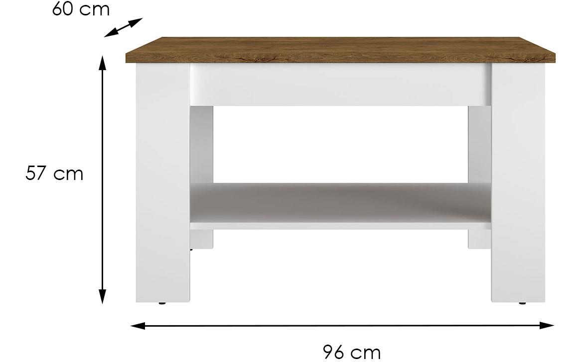 Lille 10 klub sto 1 polica 60x96x57 cm beli/hrast