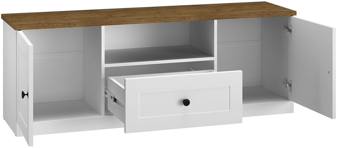 Lille 09 2D1S TV komoda 2 vrata+1 fioka 150x40x55 cm beli/hrast