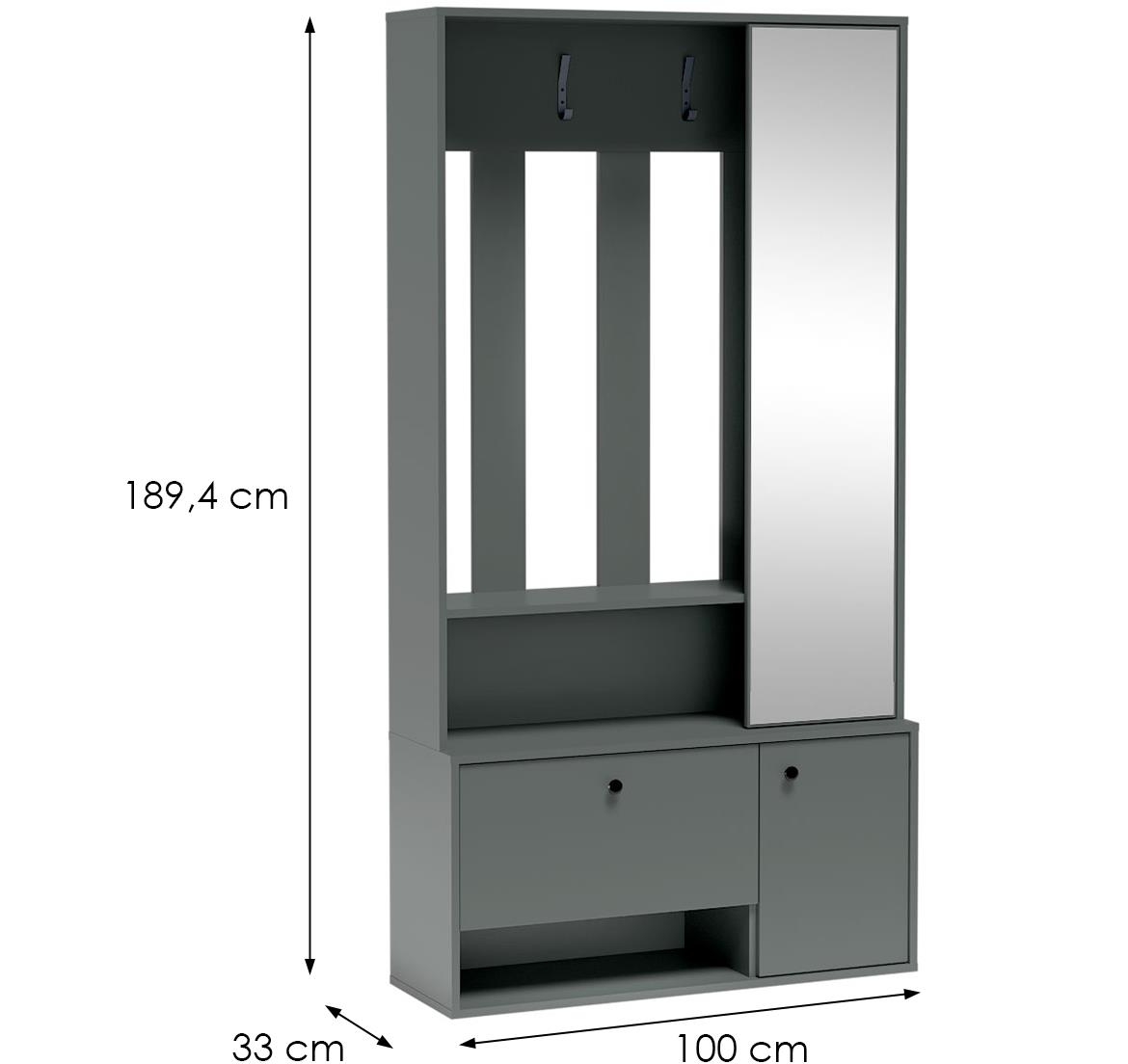 Spot predsoblje 2+1 vrata/ogledalo 100x33x190 cm zeleno