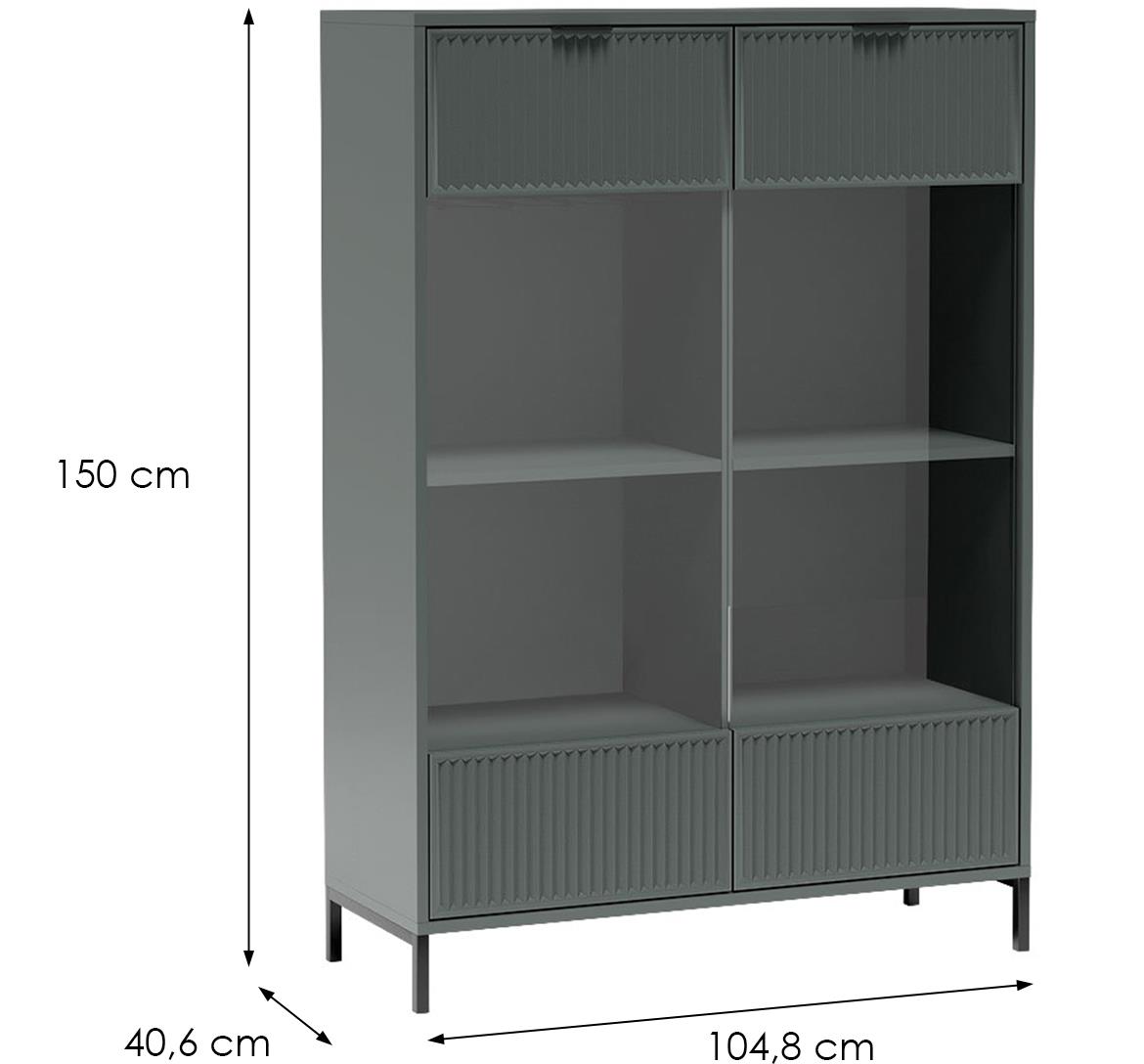 LinkaStyle Ls8 vitrina 2 vrata 104,8x40,6x150 cm zelena