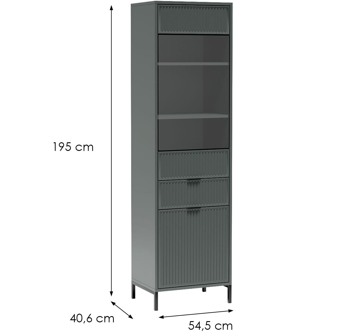 LinkaStyle Ls5 vitrina 2 vrata+1 fioka 54,5x40,6x195 cm zelena