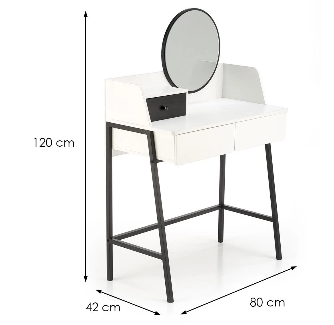 Agnes toaletni sto 2 fioke 80x42x120 cm belo/crni