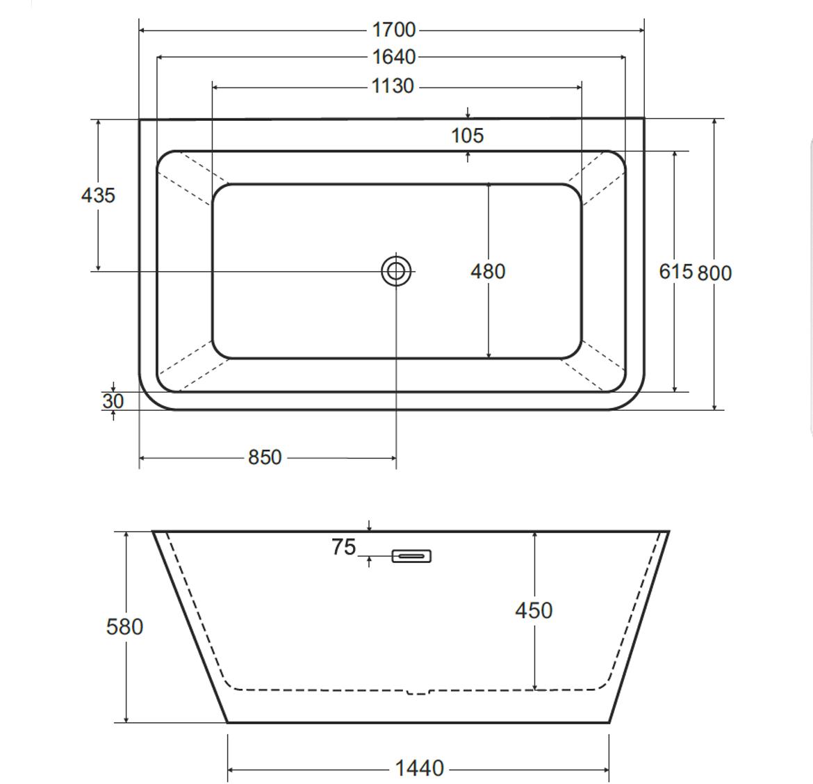 Samosto?eca zidna kada Varya 170x80 + sifon sa hromiranim prelivom