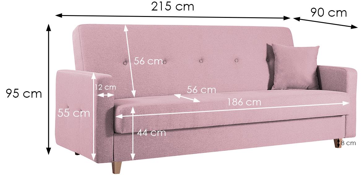 Tango trosjed s ležajem 215x90x95 Manila 09 roza