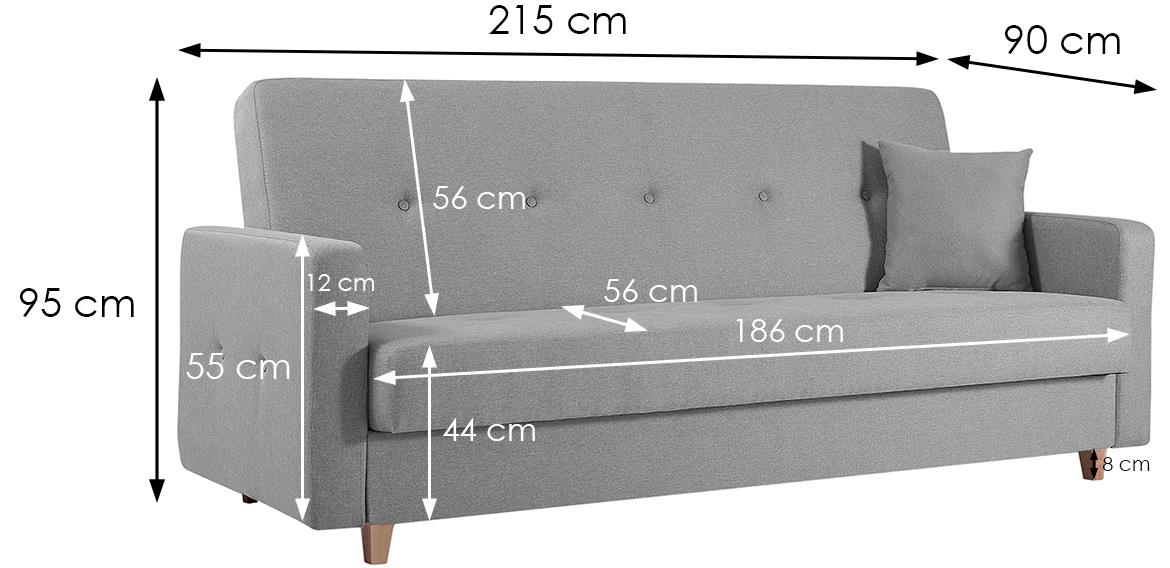 Tango trosjed s ležajem 215x90x95 Manila 15 siva