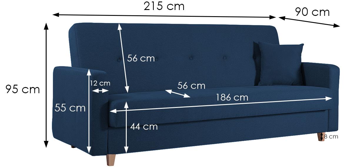 Tango trosjed s ležajem 215x90x95 Manila 26 plava