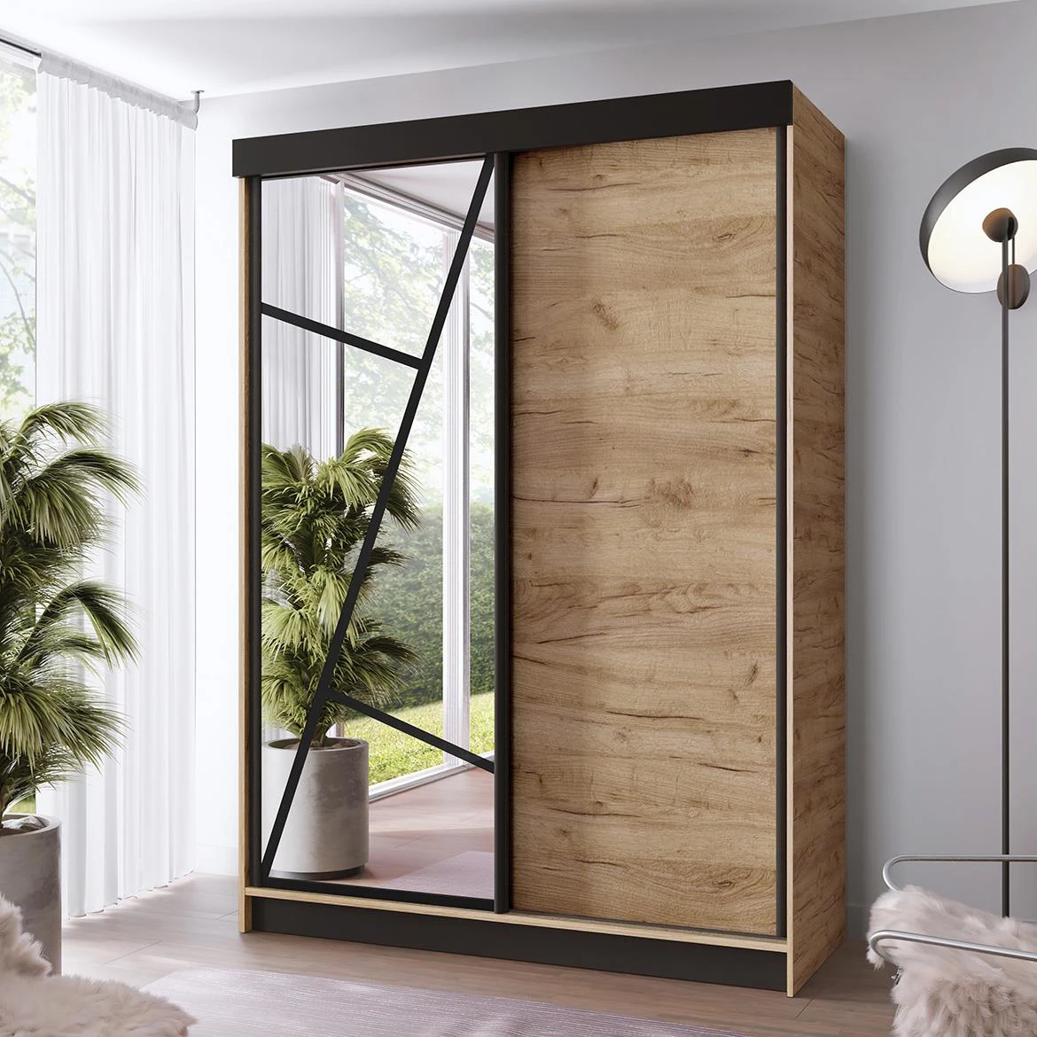 Vena klizni ormar 2 vrata/ogledalo 167x59x205 cm hrast