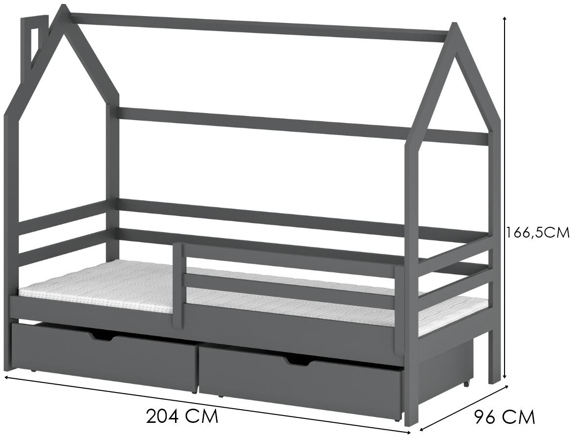 Lila krevet 97x204x166,5 cm tamno sivi