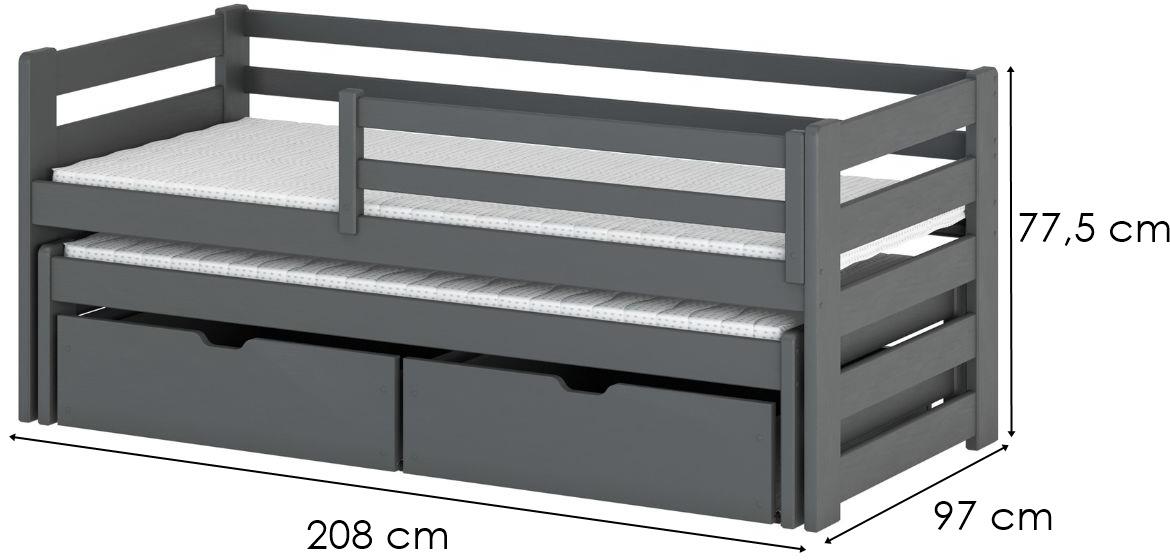 Senso krevet sa ogradicom 87x208x77,5 cm tamno sivi