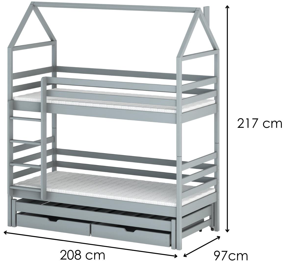 Dalia krevet na kat 97x208x217 cm sivi