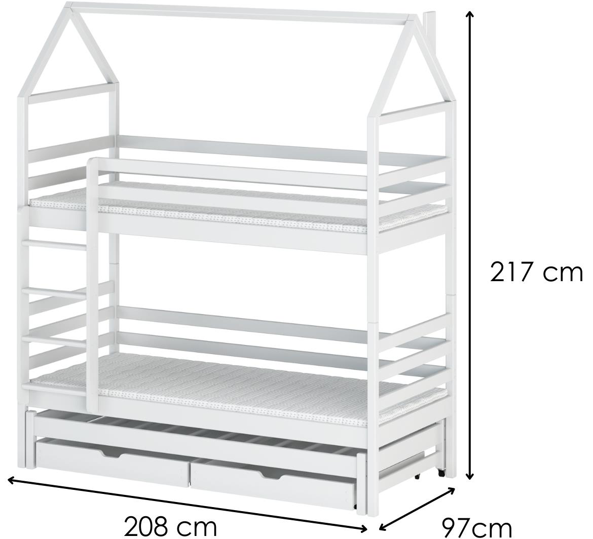 Dalia krevet na kat 97x208x217 cm beli