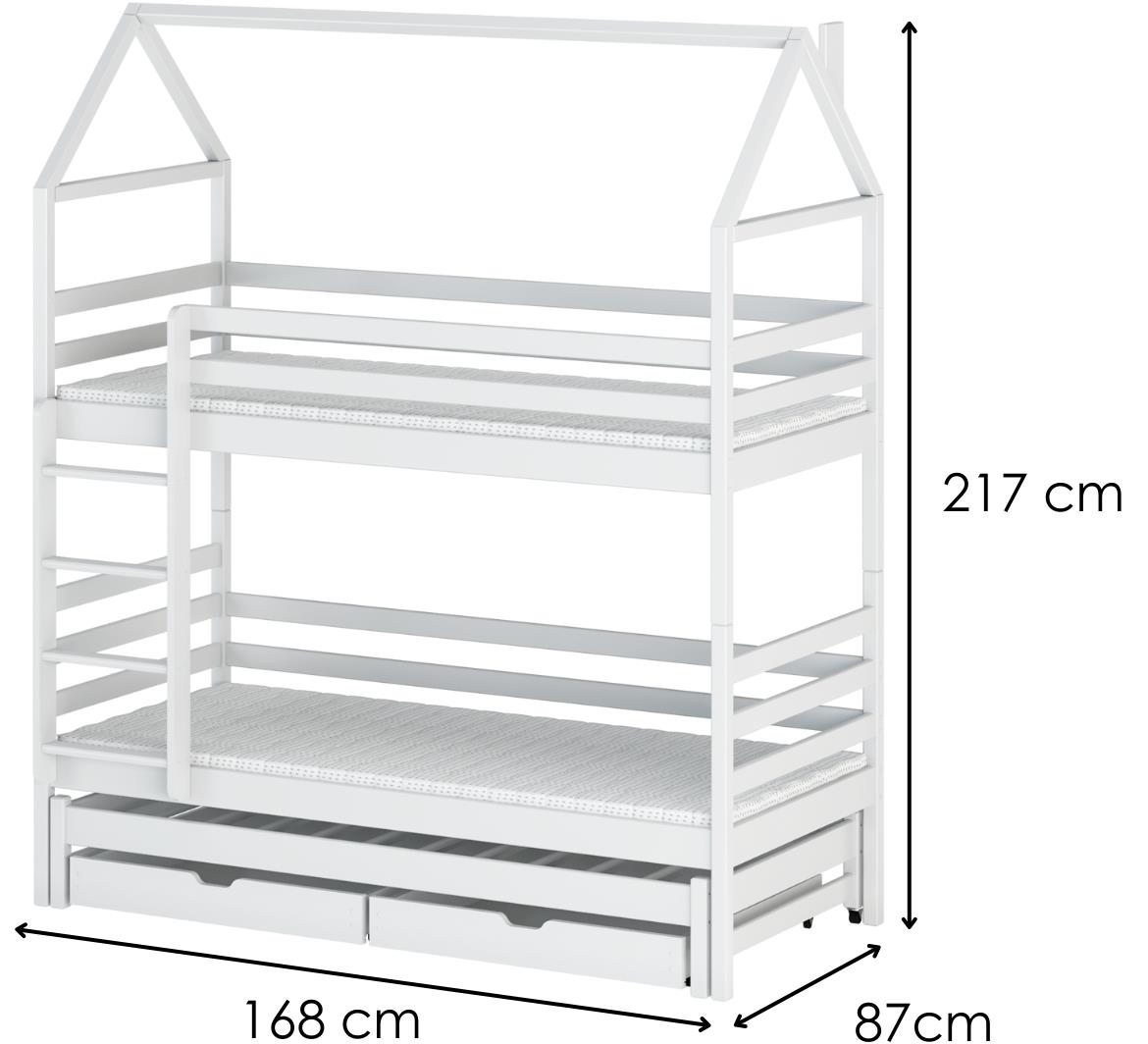 Dalia krevet na kat 87x168x217 cm beli