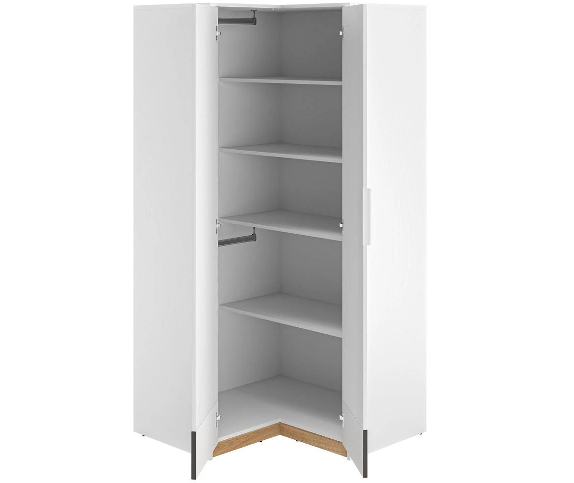 Torino 03 ugaoni ormar 2 vrata 96x96x196 cm belo/sivi