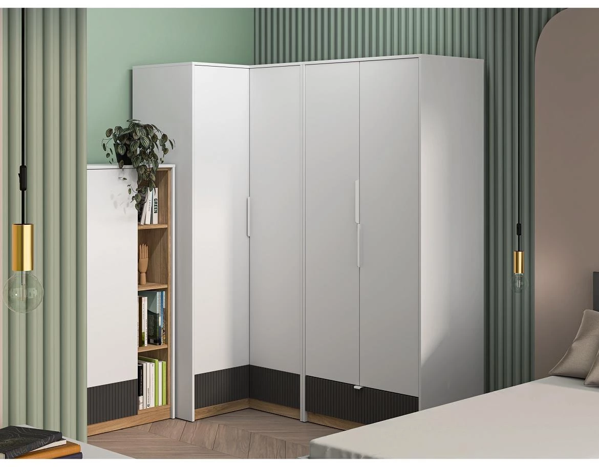 Torino 03 ugaoni ormar 2 vrata 96x96x196 cm belo/sivi