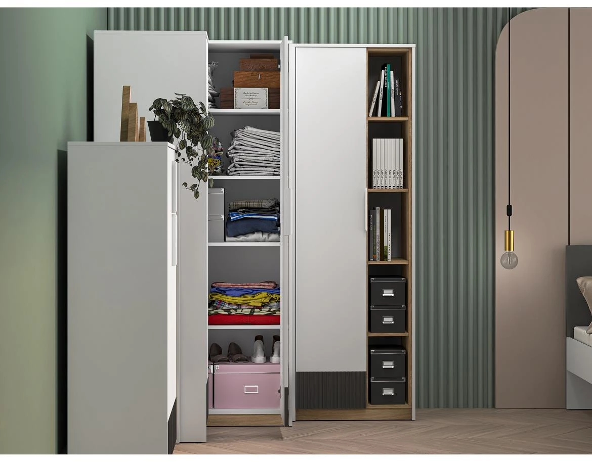 Torino 03 ugaoni ormar 2 vrata 96x96x196 cm belo/sivi