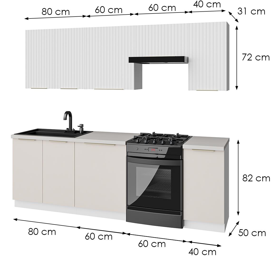 Toulouse/Nice blok kuhinja bez radne ploce 240x52(60)x200cm  verzija B bela