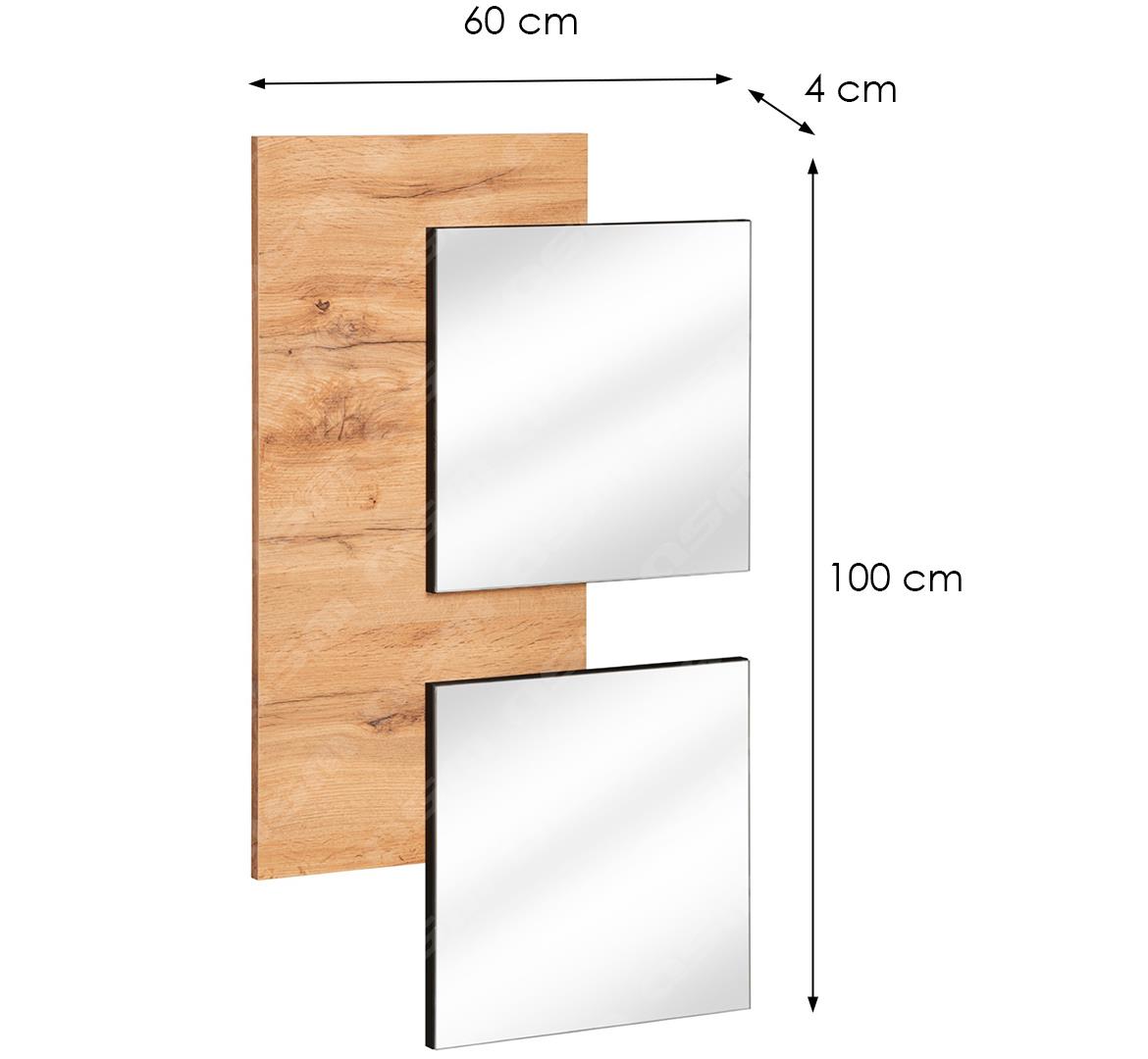 Easy ogledalo za predsoblje 60x4x100 cm natur (Votan hrast)/crno