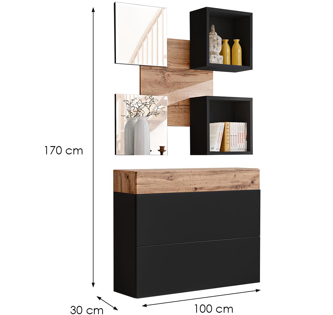 Easy V predsoblje 100x30x170 cm natur (Votan hrast)/crno