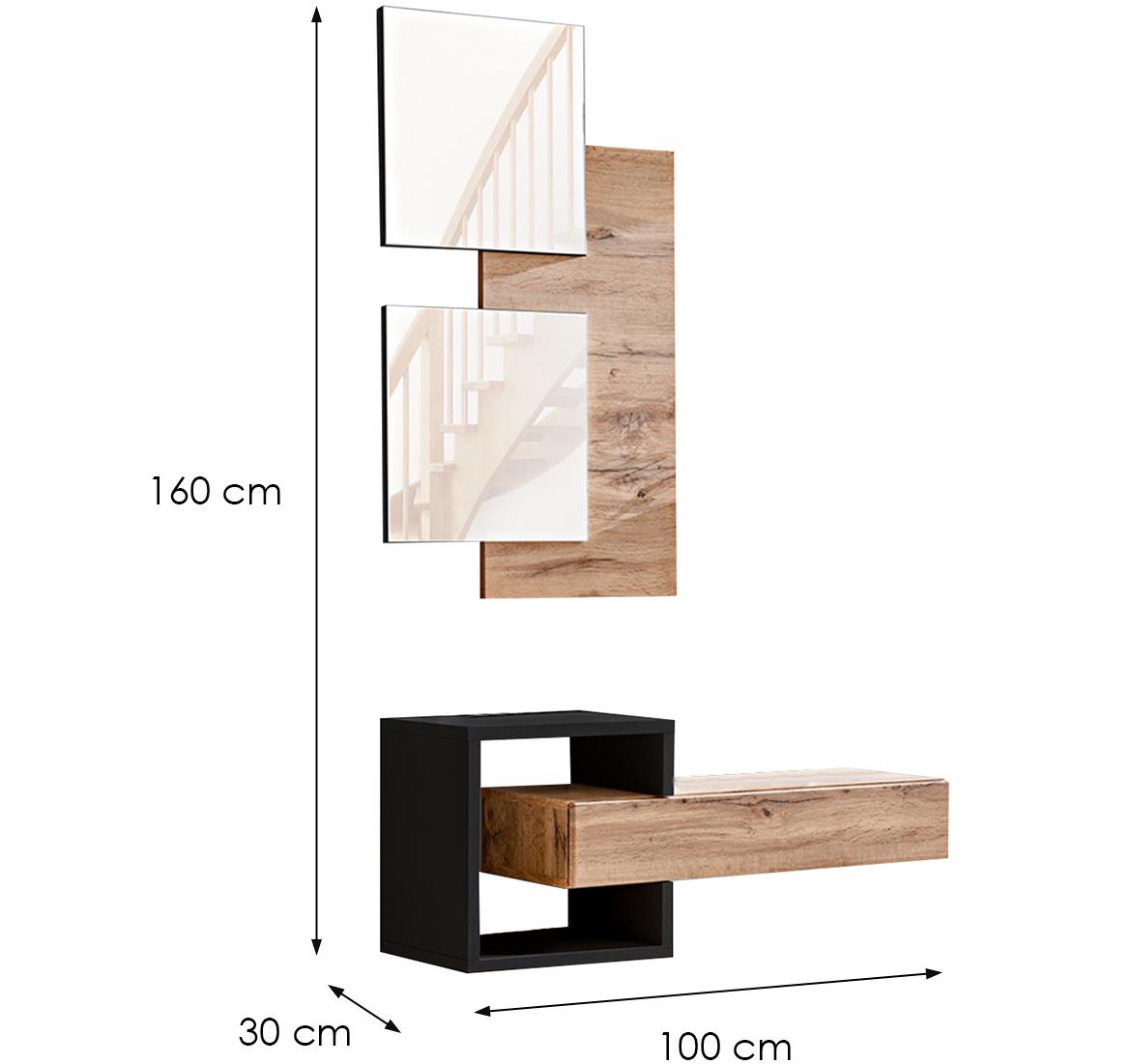 Easy II predsoblje 100x30x160 cm natur (Votan hrast)/crno