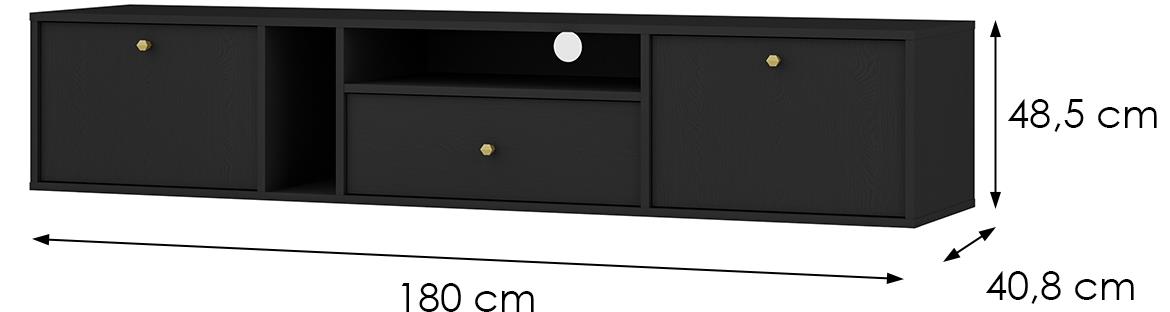 Tokyo 4 2K 1S TV komoda 2vrata, 1fioka 180x40,8x35 crna 313