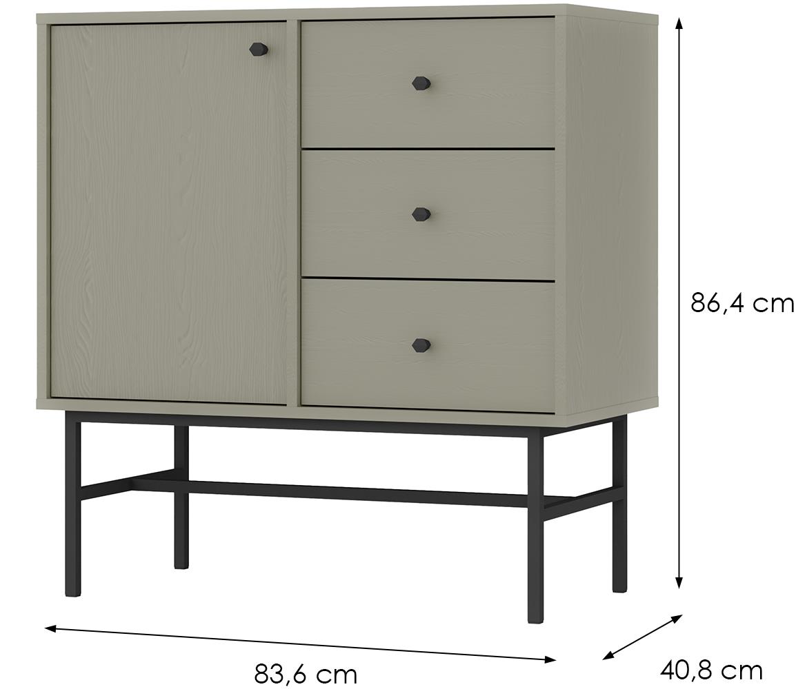 Tokio 3 1F 3S komoda 1vrata, 3fioke 83,6x40,8x86,4 eukaliptus 814