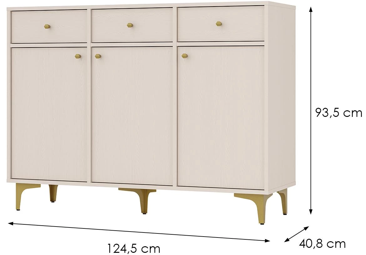 Tokyo 1 3F 3S komoda 3fioke, 3vrata 124,5x40,8x93,5 bež 827