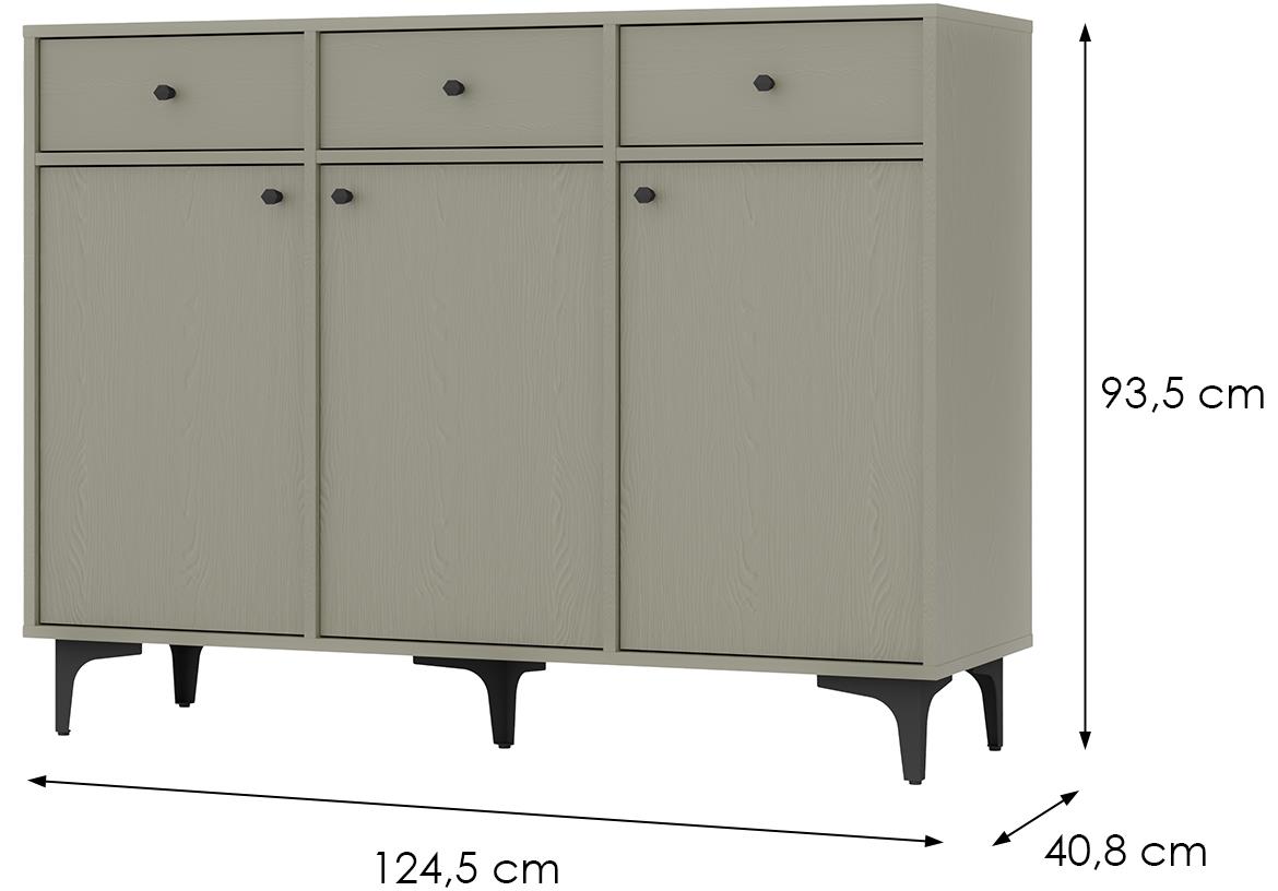 Tokyo 1 3F 3S komoda 3fioke, 3vrata 124,5x40,8x93,5 eukaliptus 827