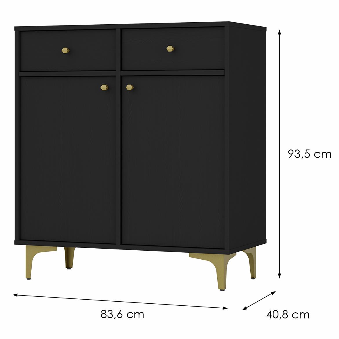 Tokyo 1 2F 2S komoda 2fioke, 2vrata 83,6x40,8x93,5 crna 826