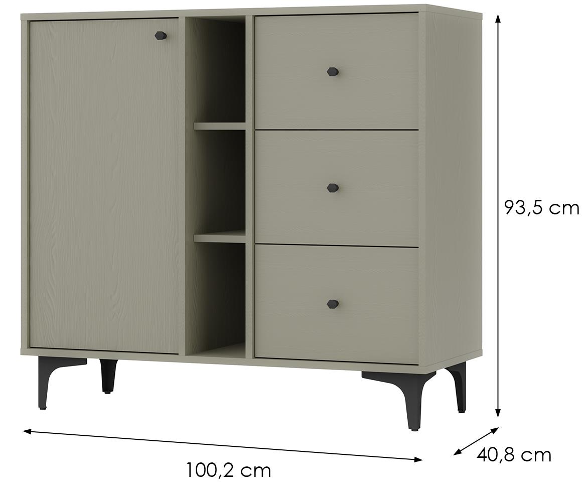 Tokio 1 1F 3S komoda 1vrata, 3fioke 100,2x40,8x93,5 eukaliptus 824